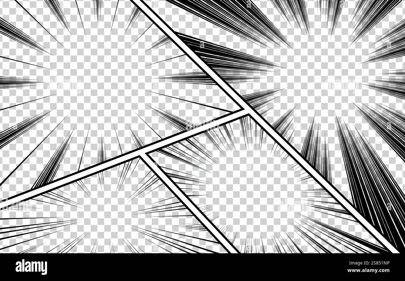 Comic book page background with radial, halftone effects and rays in ...