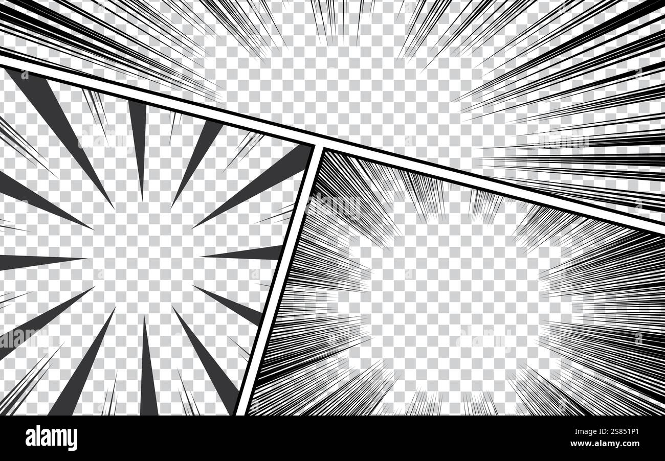 Comic book page background with radial, halftone effects and rays in ...
