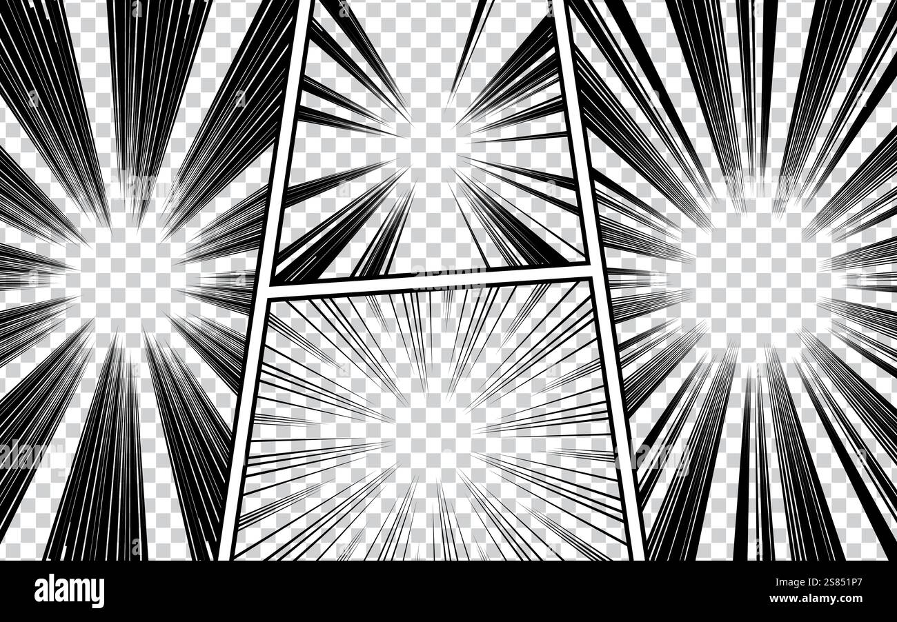 Comic book page background with radial, halftone effects and rays in ...