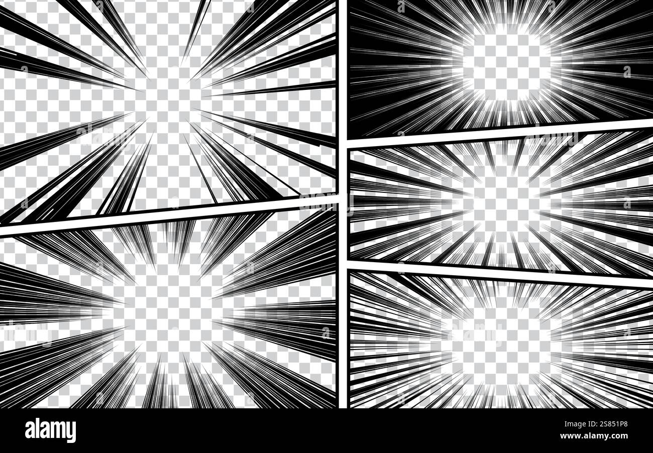 Comic book page background with radial, halftone effects and rays in ...