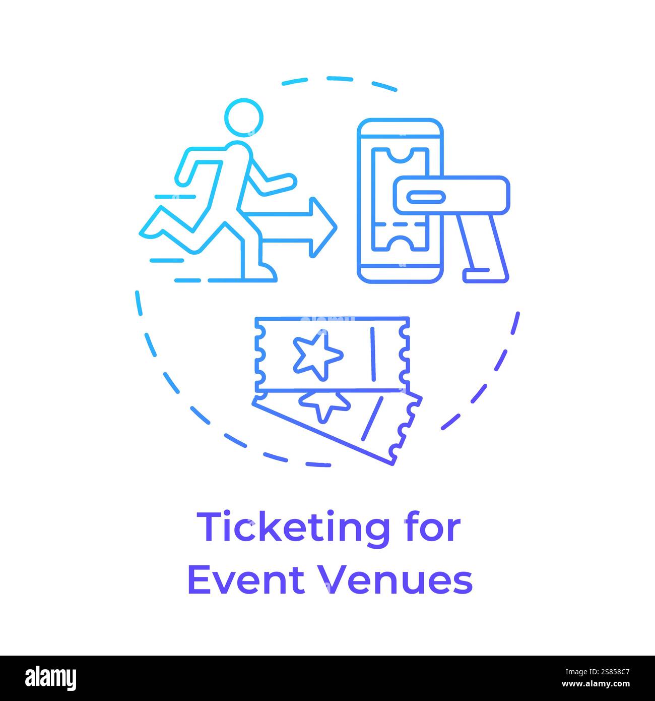 Event venues ticketing blue gradient concept icon Stock Vector