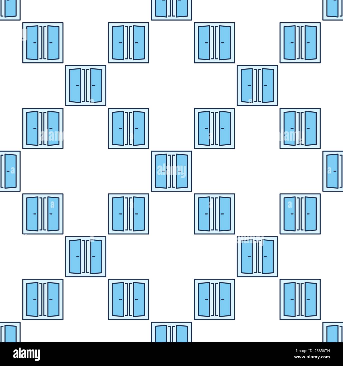 Clean and Simple Glass Window vector concept blue seamless pattern Stock Vector