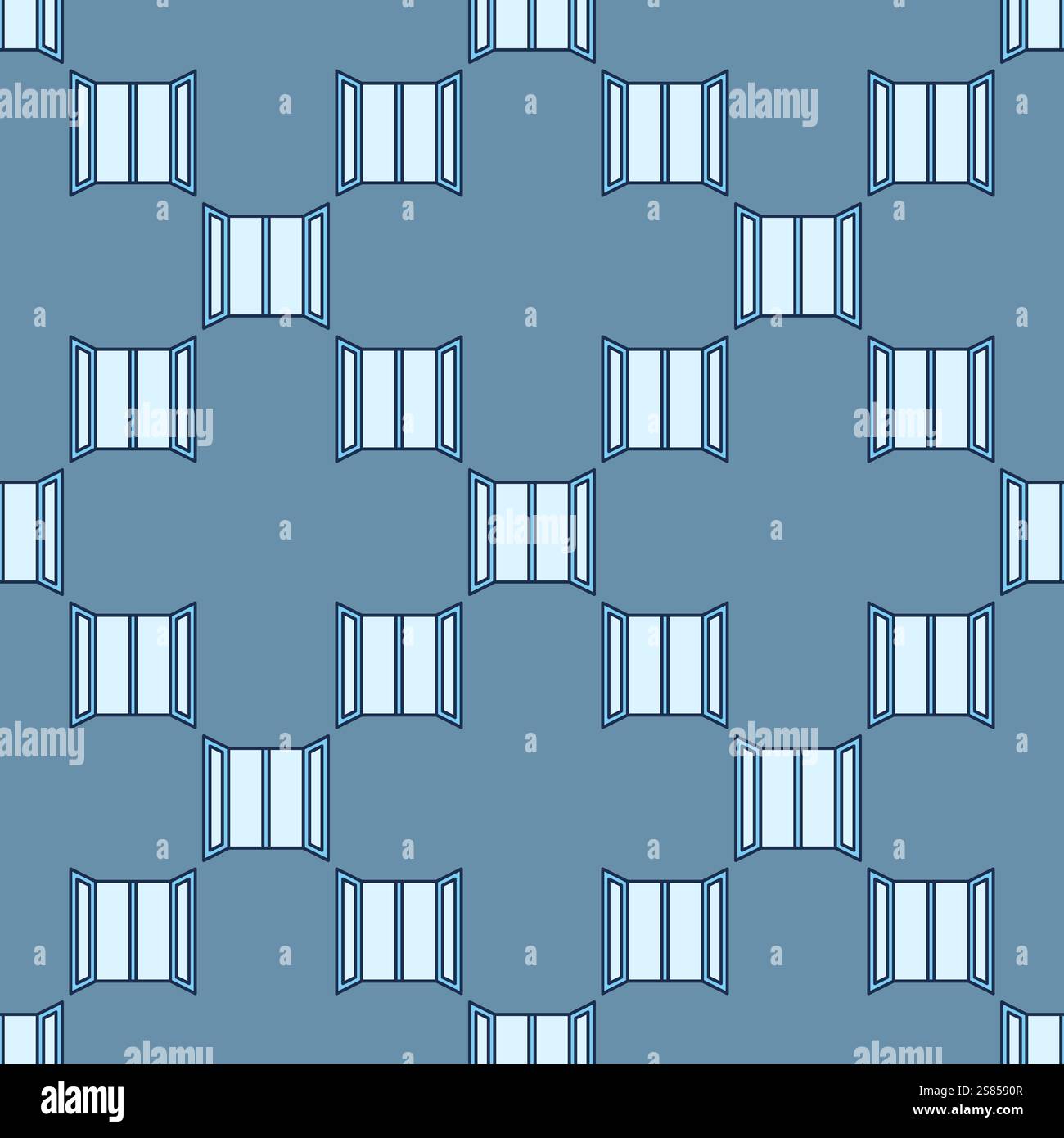 Opened Window vector concept colored seamless pattern Stock Vector