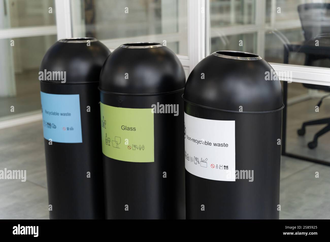 Close up picture of containers for waste sorting Stock Photo - Alamy