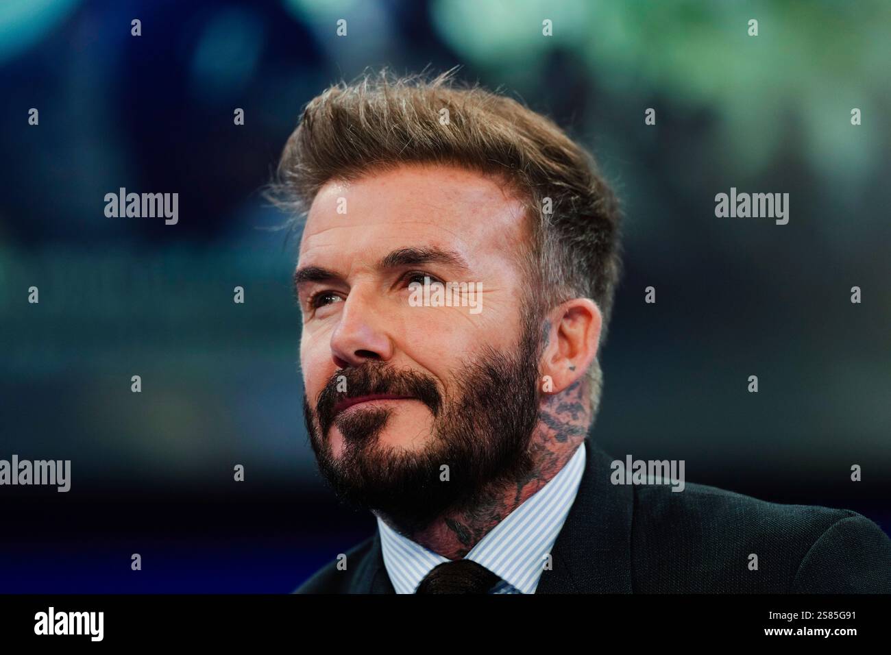David Beckham attends a conversation during the Annual Meeting of World
