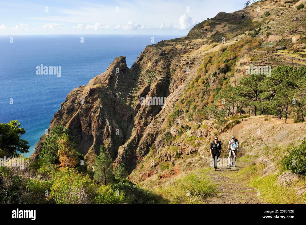 Trail from Prazeres to Paul do Mar, Madeira island, Atlantic Ocean, Portugal Stock Photo