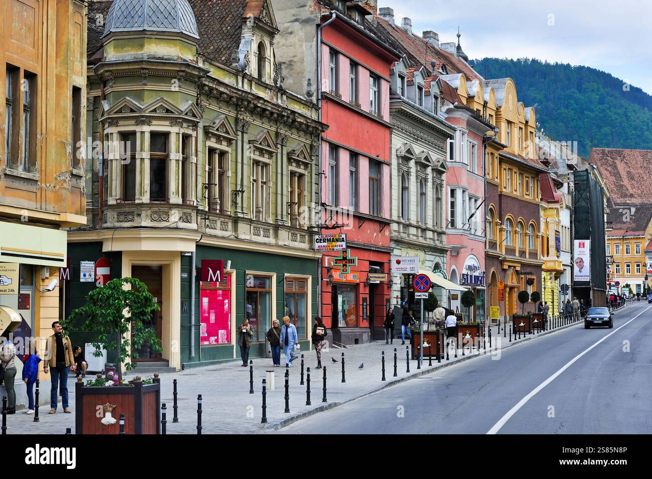 Muresenilor Street Old Town Brasov Transylvania Romania Stock Photo 