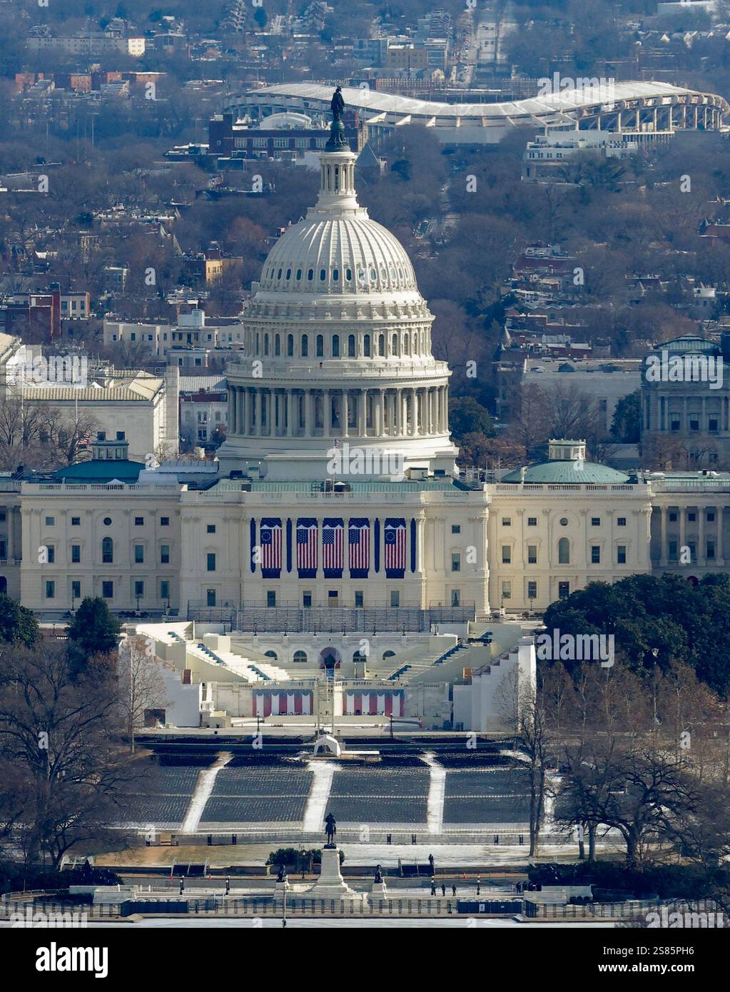 A view of the U.S. Capitol from the top of the Washington Monument on