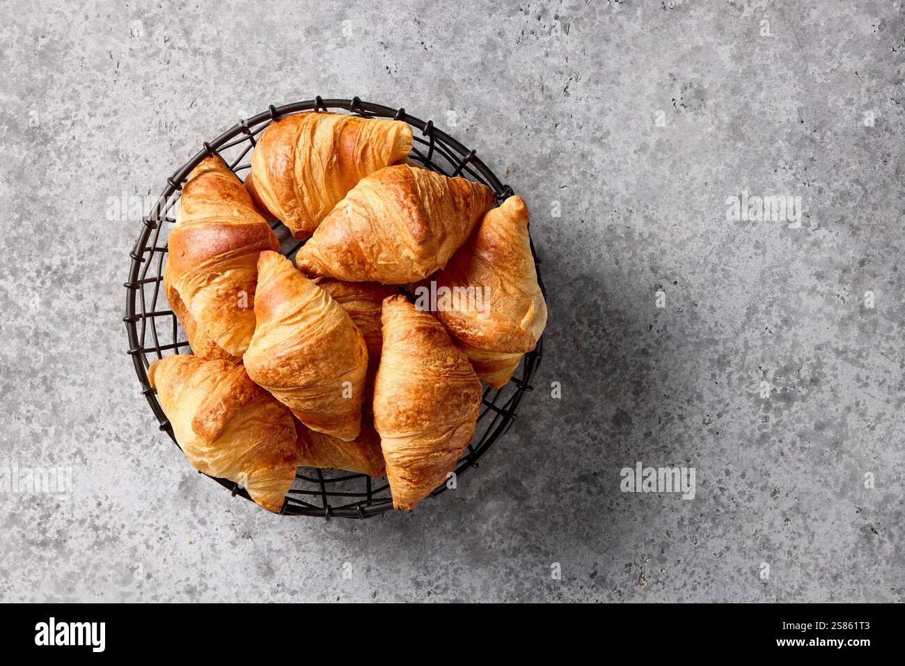 freshly baked croissants, top view Stock Photo