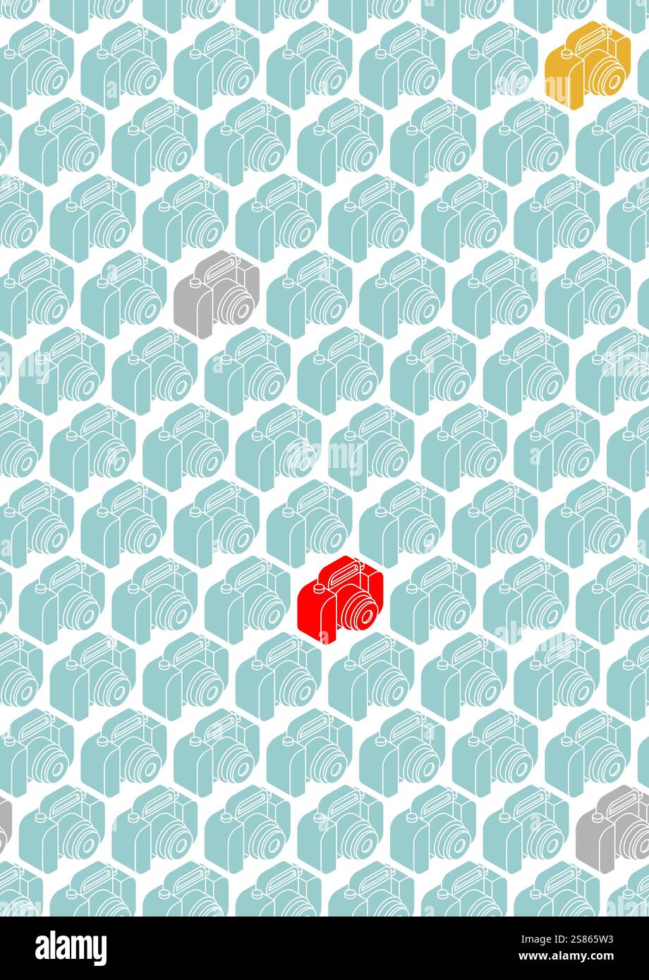 Retro camera pattern seamless. vintage camera background Stock Vector