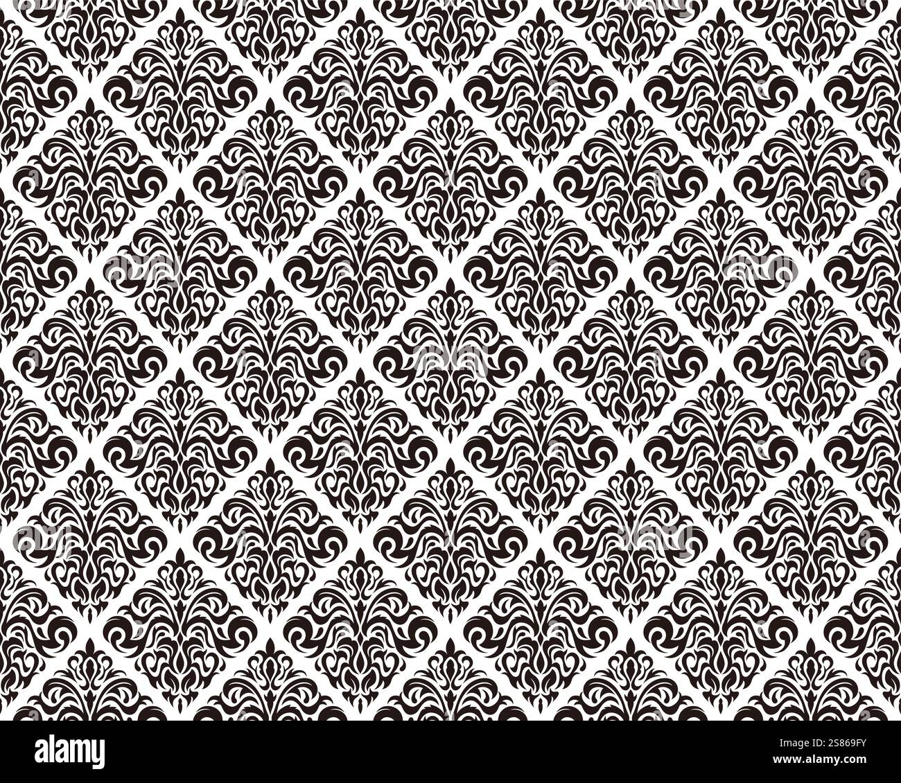 Horizontally And Vertically Repeatable Vector Seamless Damask Vintage Pattern. Stock Vector