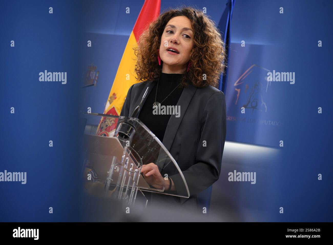 Sumar Jan Sumar deputy Aina Vidal during a press conference at the Congress of ...