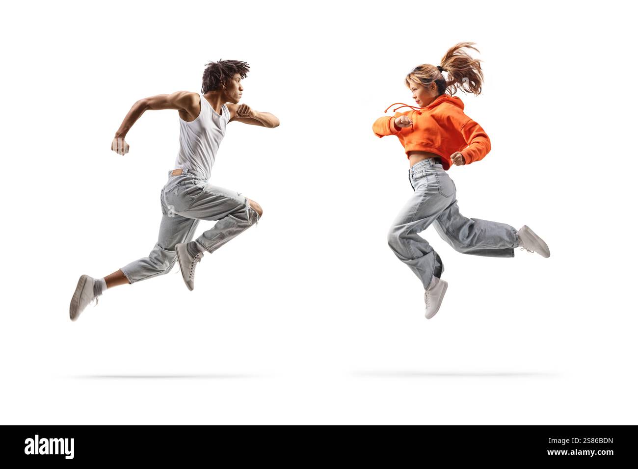 Full length profile shot of an african american male dancer