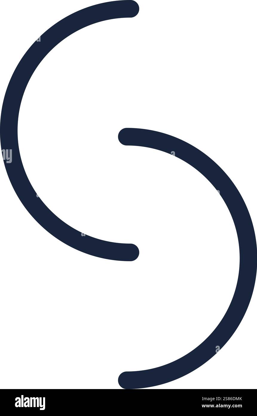 Two rounded parentheses forming the letter S create an abstract and minimalist design, offering versatility for various applications in modern Stock Vector
