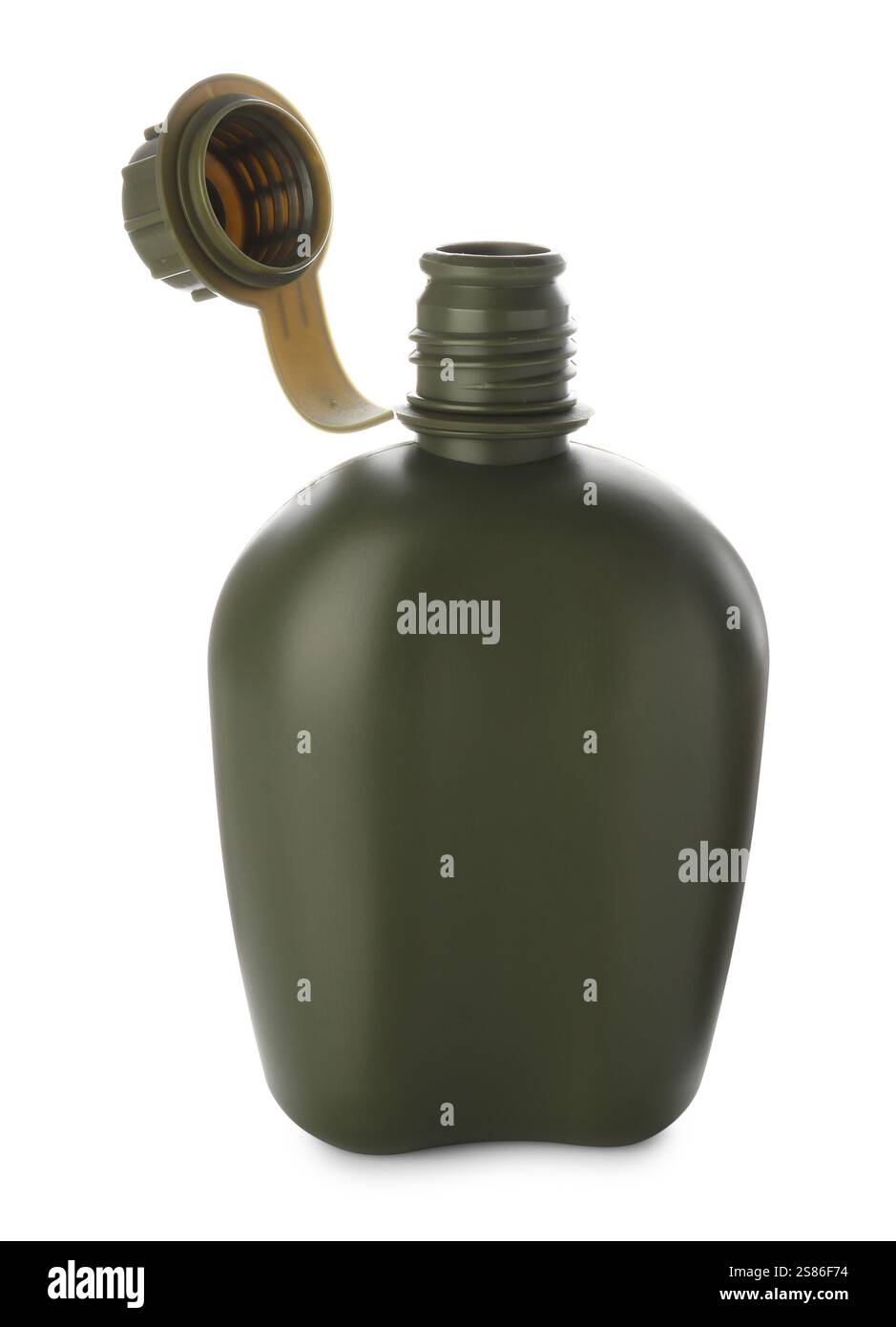 One green plastic canteen isolated on white Stock Photo - Alamy