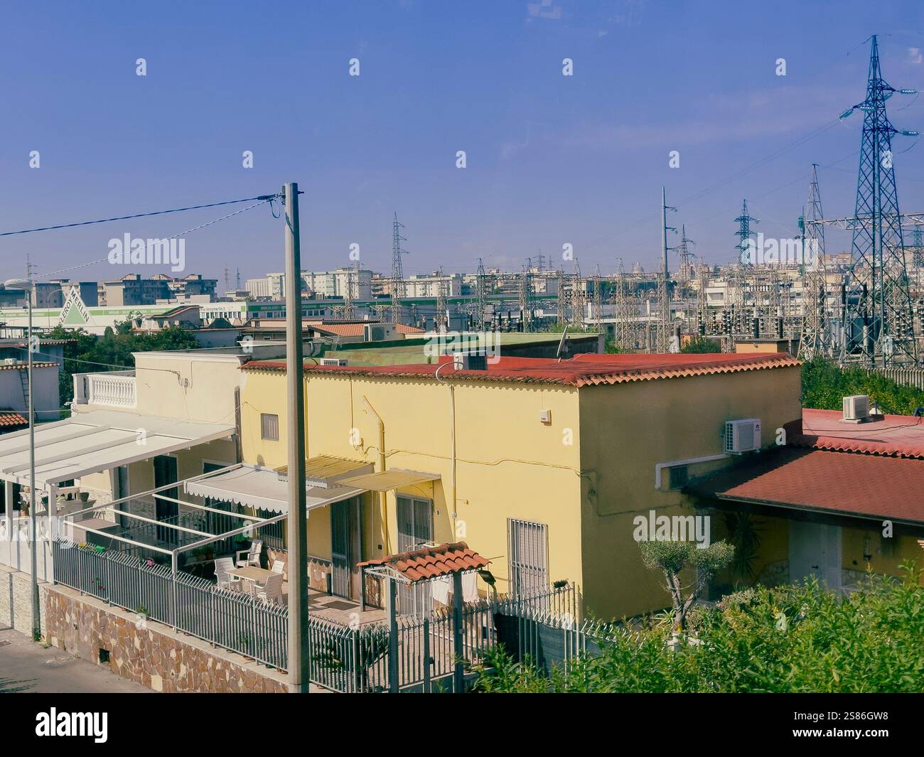 a train journey between Sorrento and Naples, Italy. As the train glides through the landscape, the scene unfolds. - Smartphone Captured Stock Image