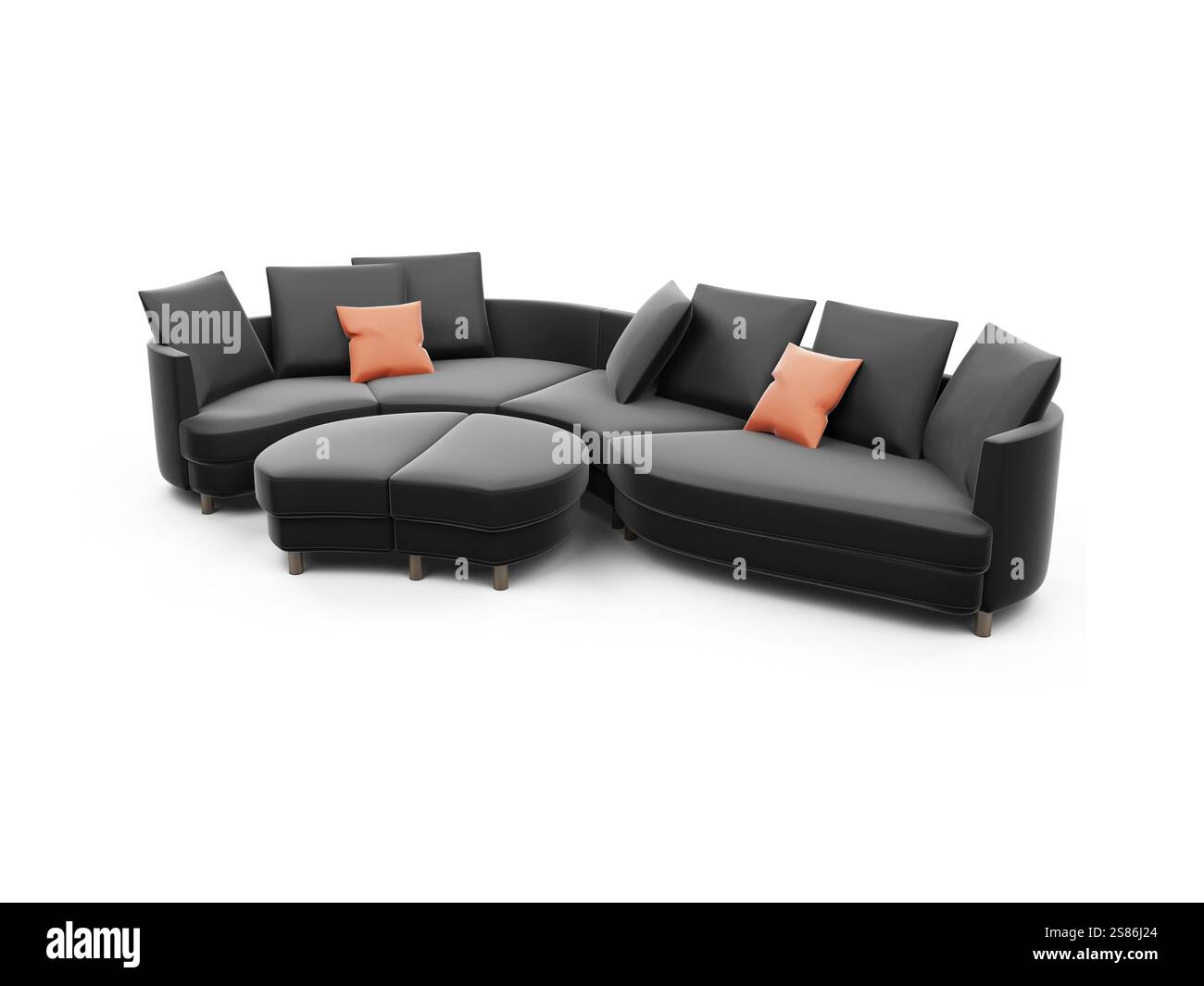 Isolated black sofa against white background Stock Photo - Alamy