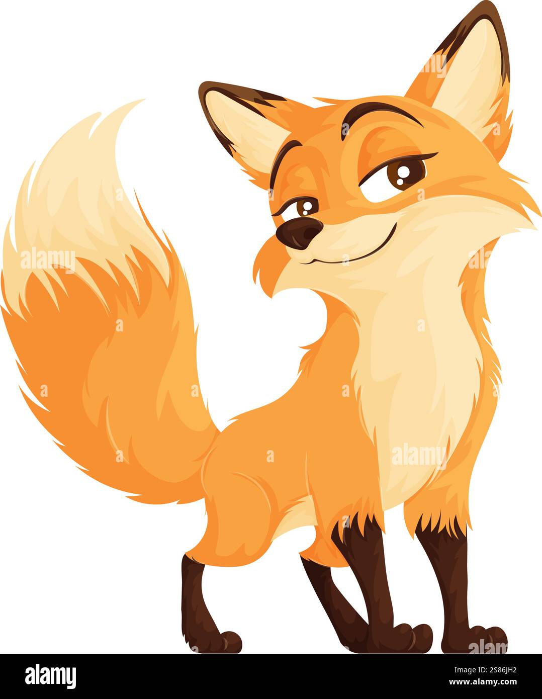 Playful Cartoon Fox with Sly Expression Stock Vector