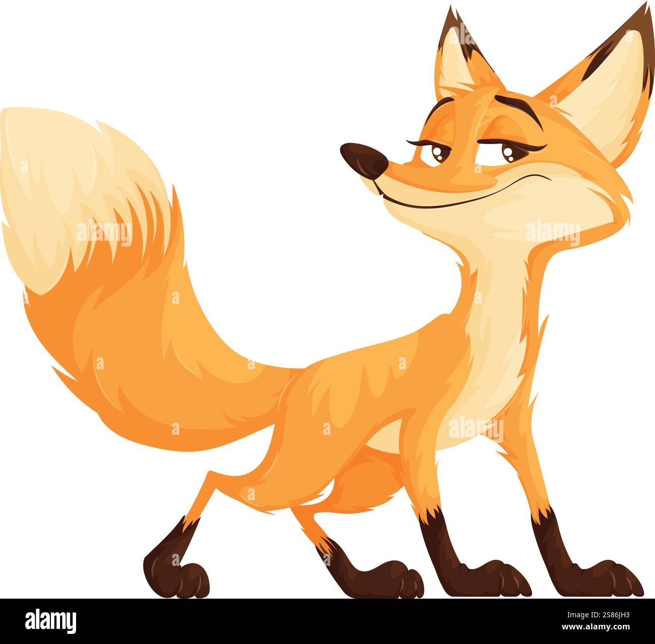Cheerful Cartoon Fox Standing Proudly Stock Vector