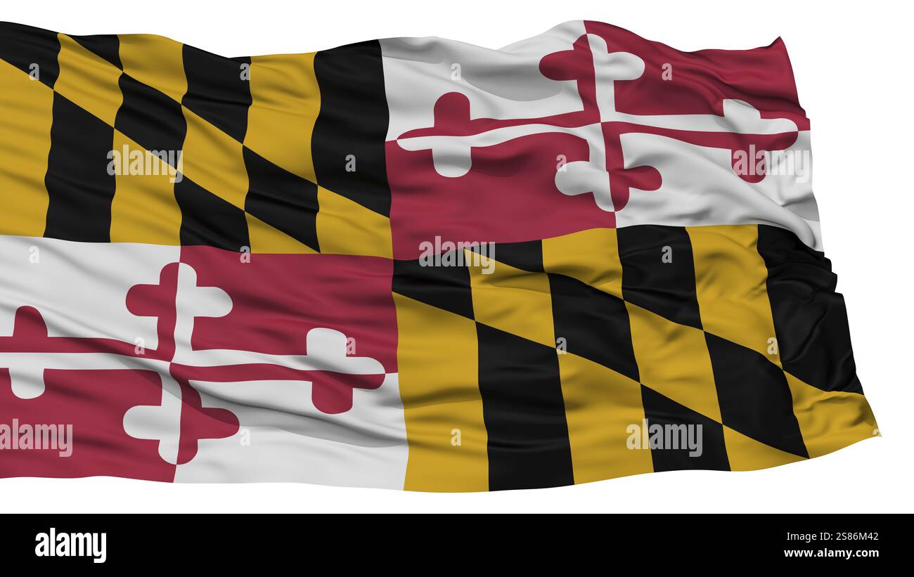 Isolated Maryland Flag, USA state, Waving on White Background, High ...