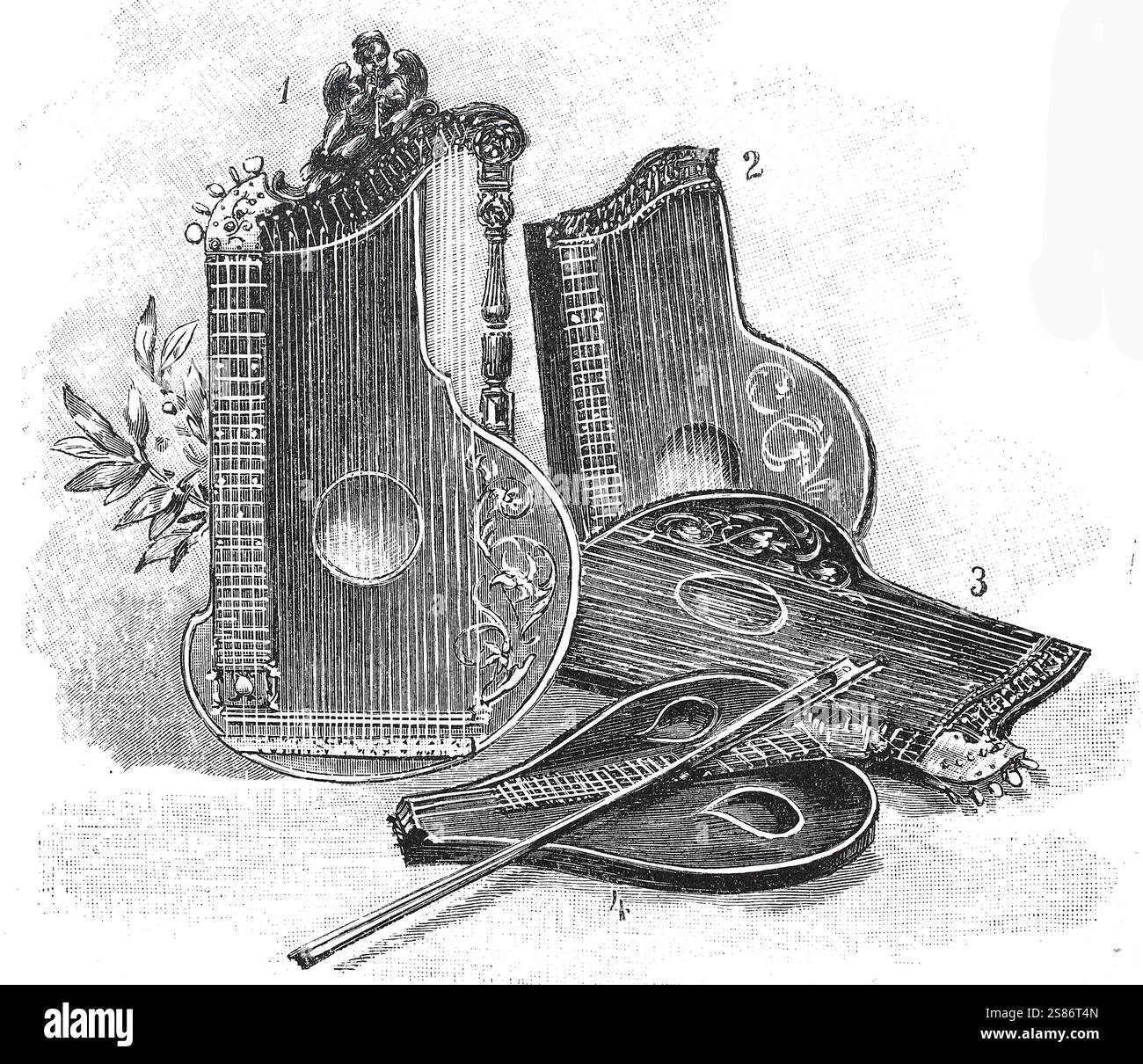 Musikinstrumente, Zithern, um 1890, Deutschland, Historisch, digital ...