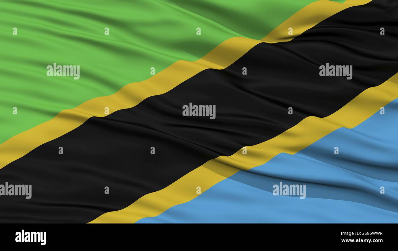 Closeup Tanzania Flag, Waving in the Wind, High Resolution Stock Photo ...