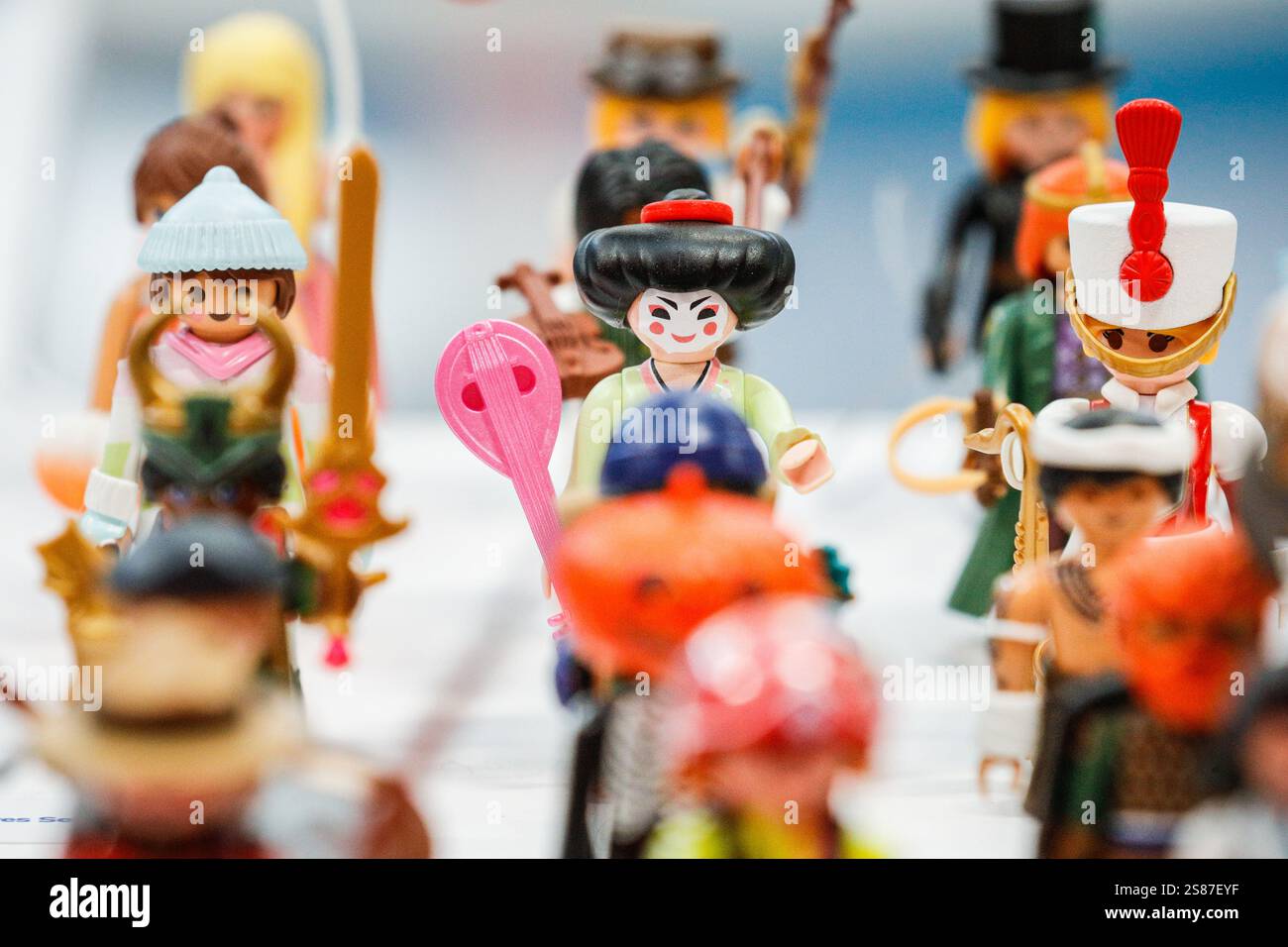 London, UK, 21st Jan 2025. Figures on display at the Playmobil booth