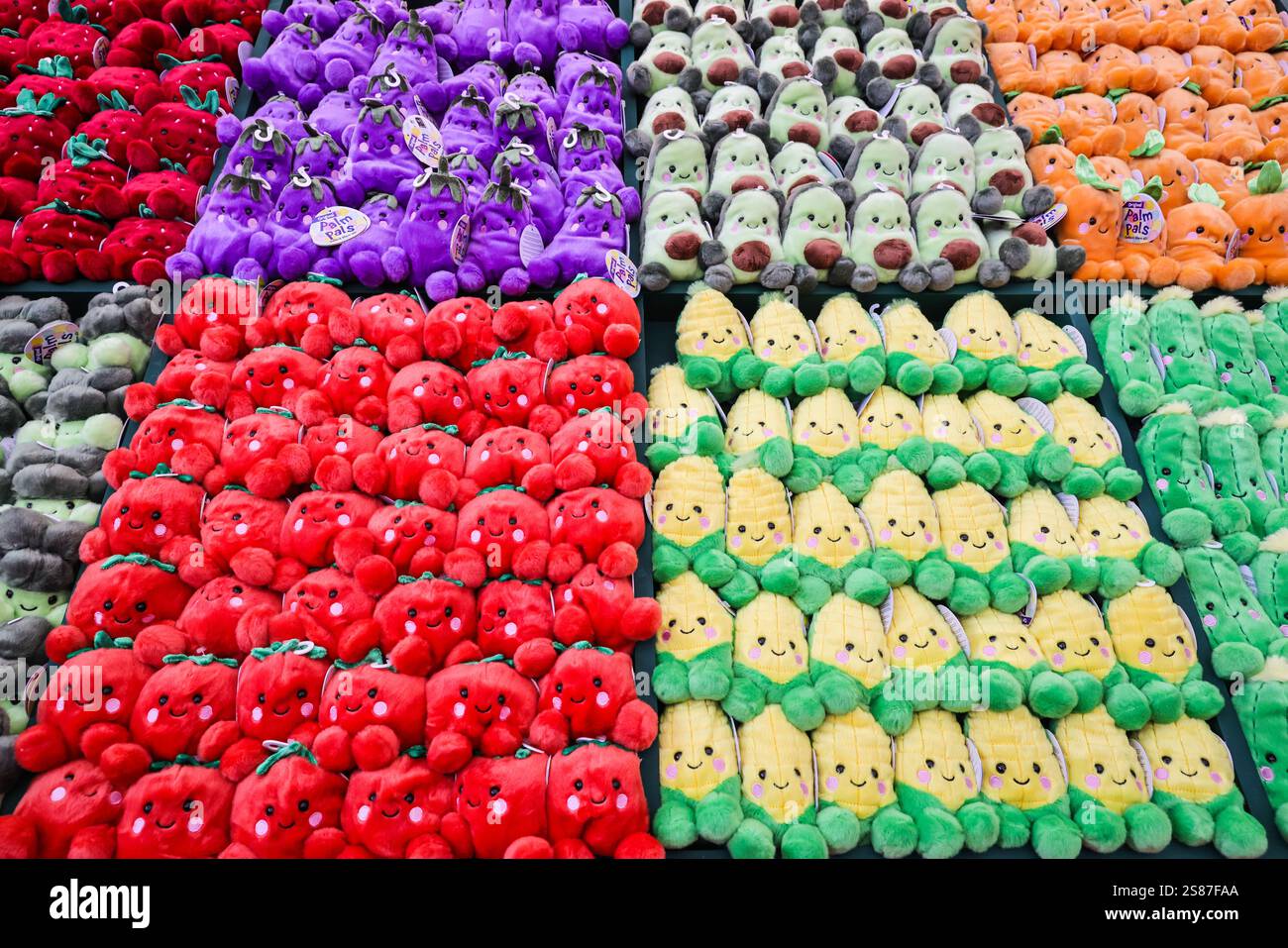 London, UK, 21st Jan 2025. Palm Pals soft toys on displays, arranged as