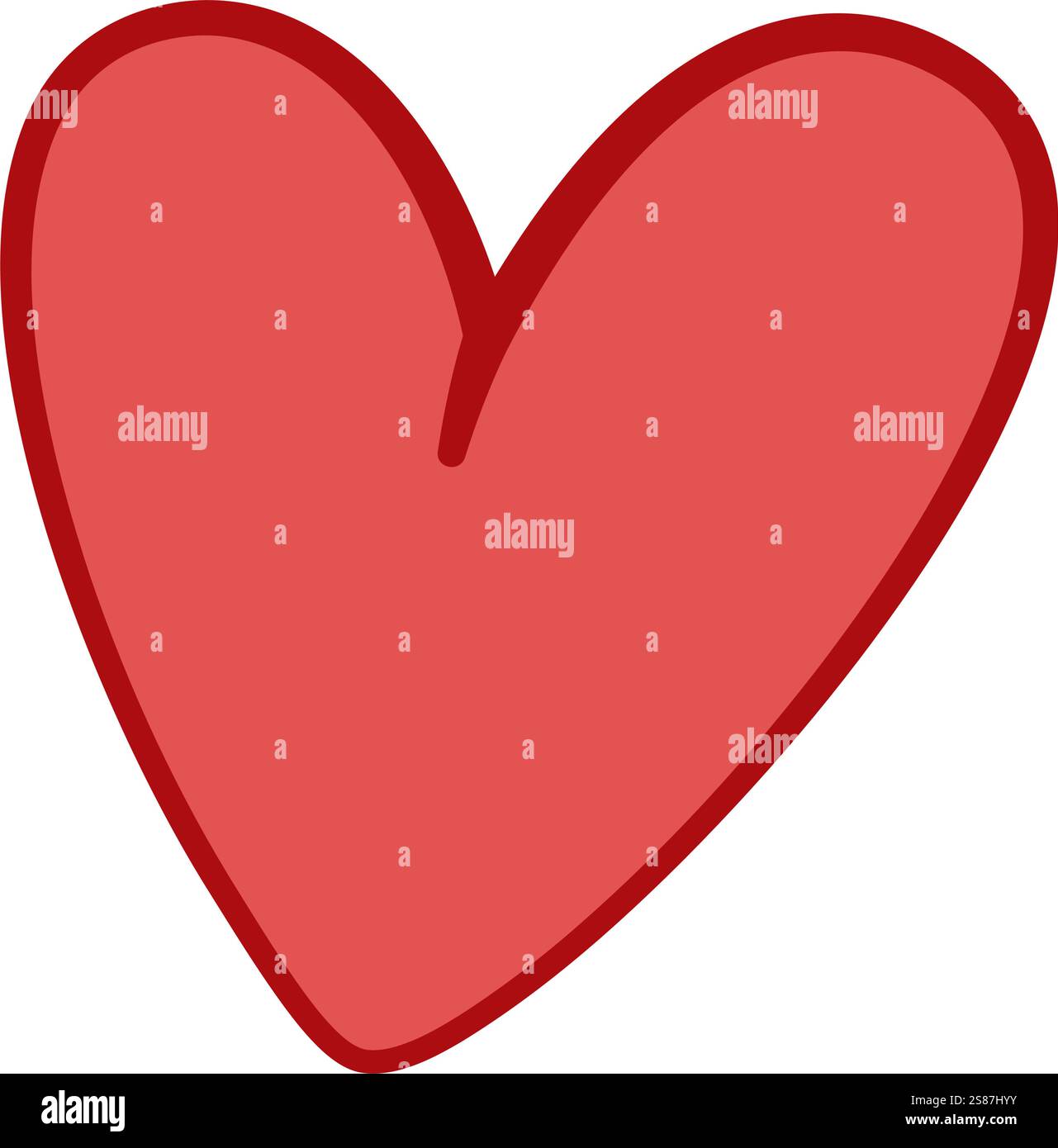 Valentine red heart icon doodle style. Heart shape, love, romance ...