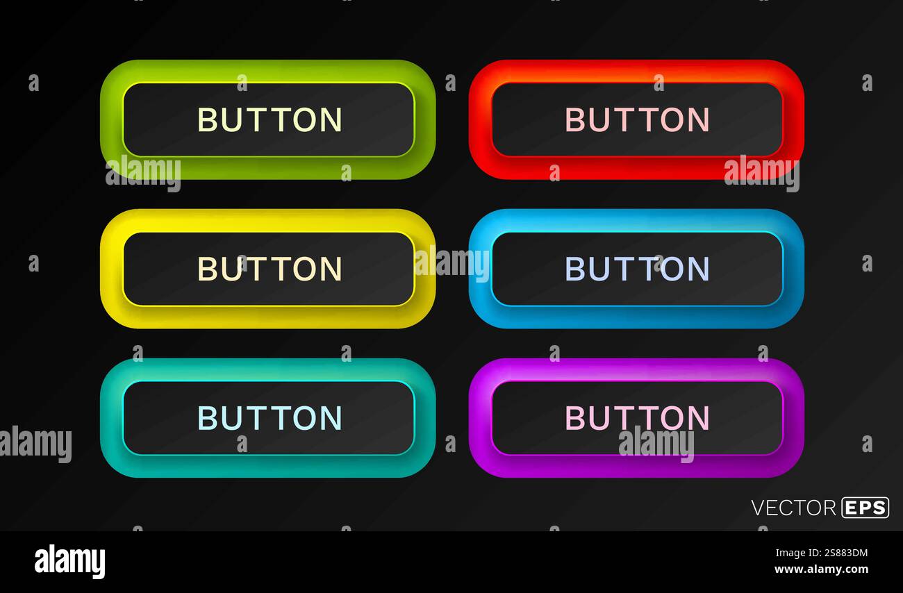 Button color set, minimal label message, web element. Vector  Stock Vector