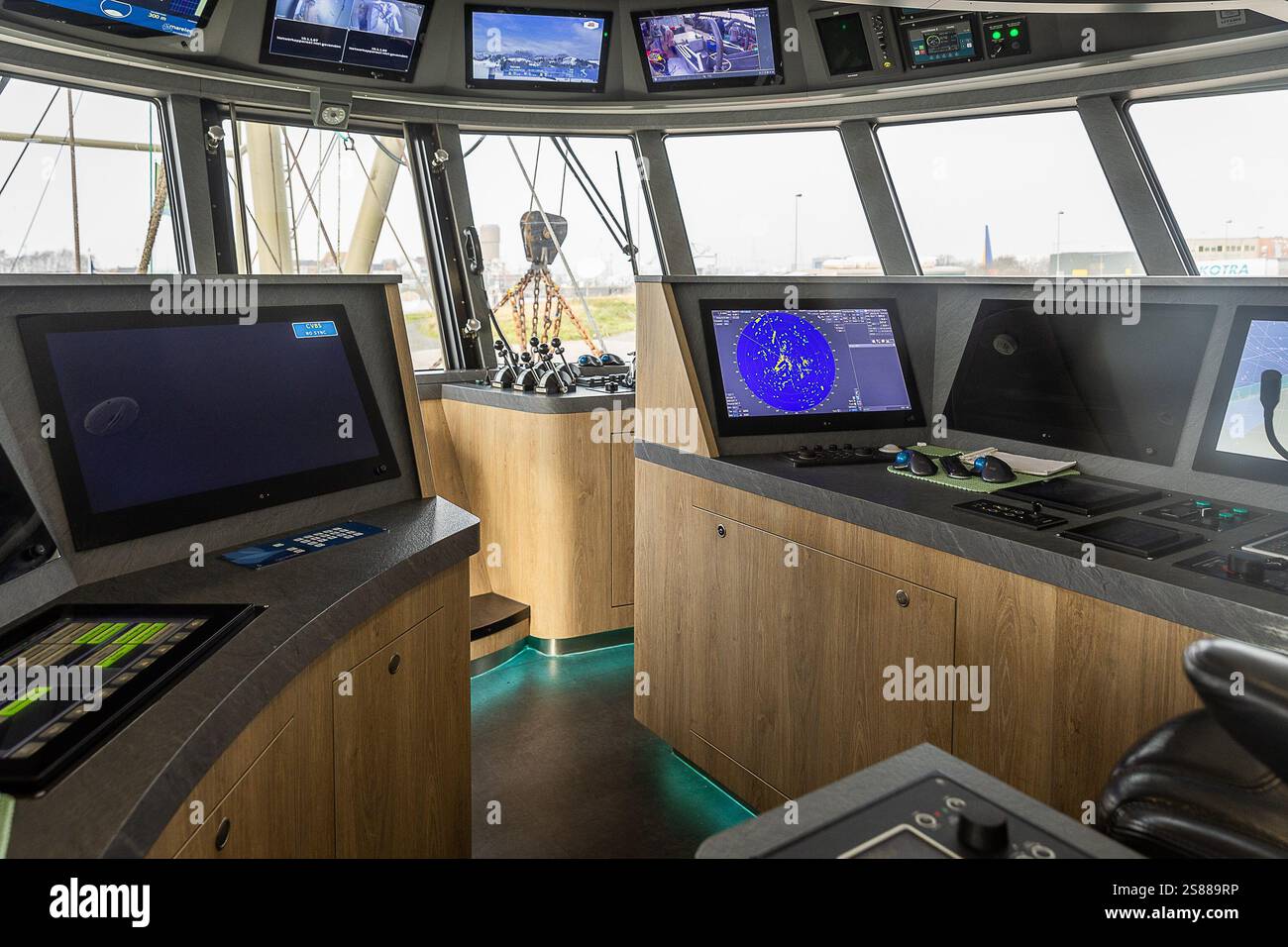 The wheelhouse pictured during a visit to the new vessel Z39 Sophie ...