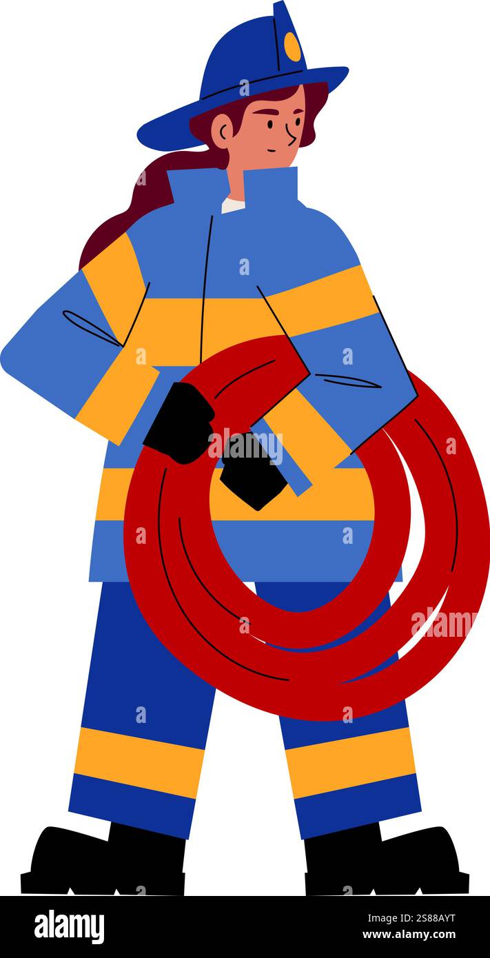 firefighter girl with hose Stock Vector Image & Art - Alamy