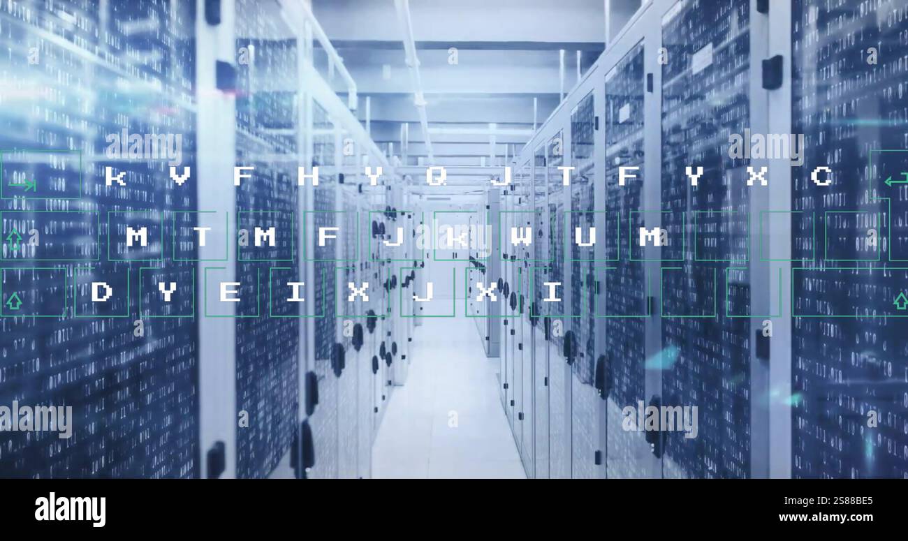 Image of data processing over computer servers Stock Photo