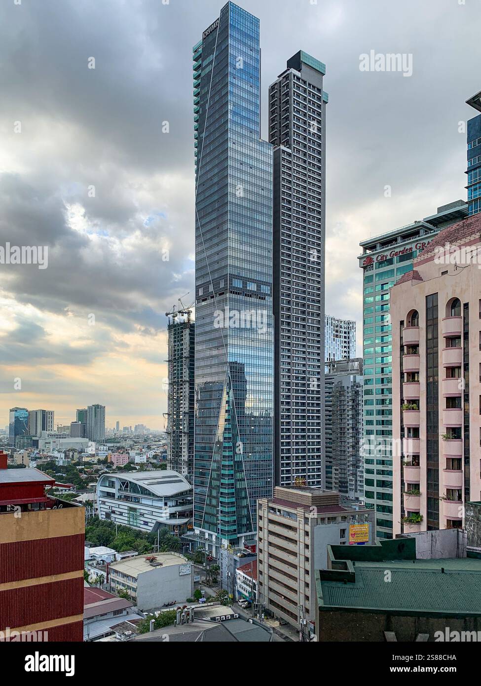 Trump Tower, Gramercy Residences, hotels, high rise buildings in Philippines financial capital, Makati skyscrapers skyline, Barangay Poblacion, Manila - Smartphone Captured Stock Image