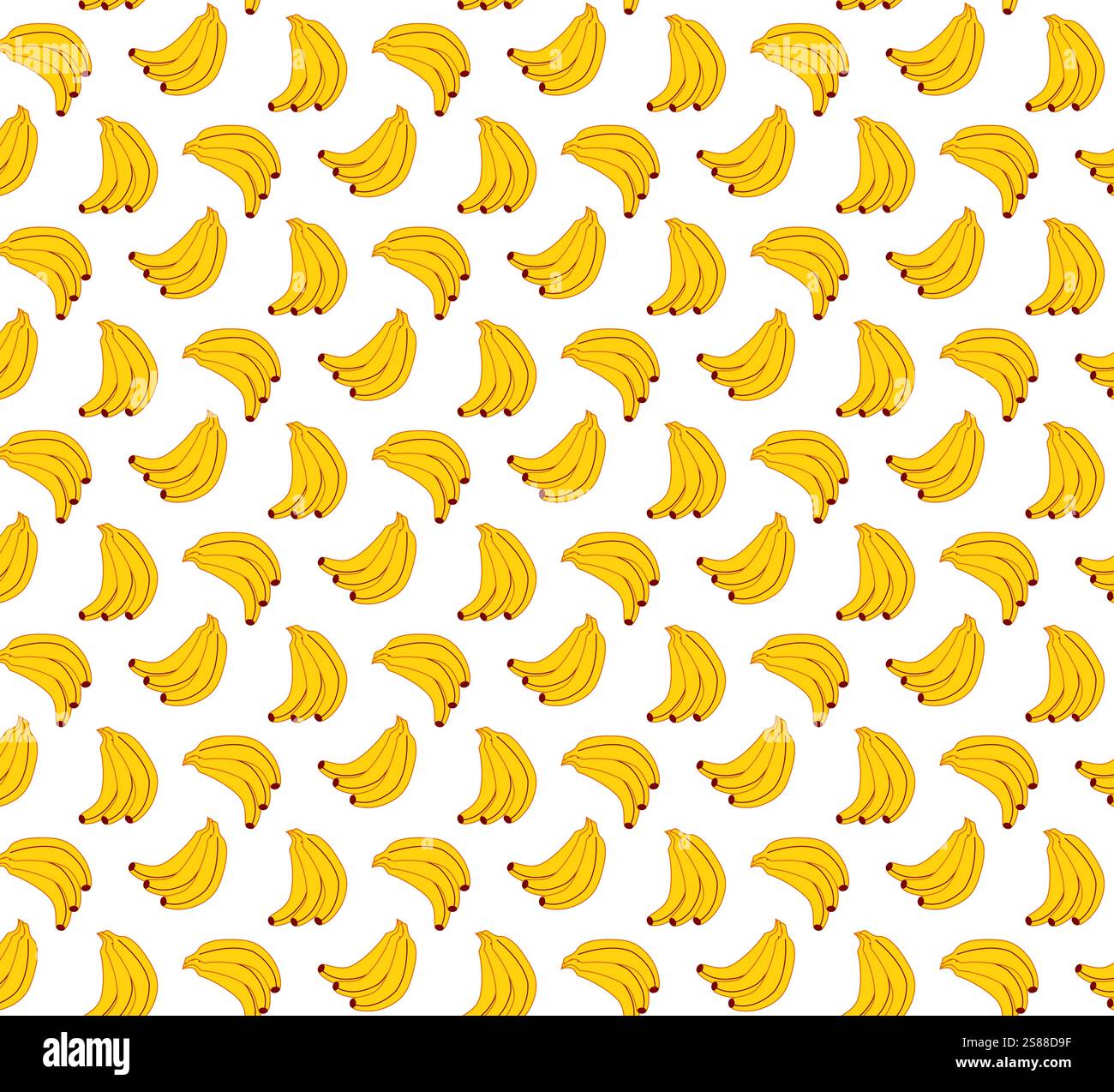 Seamless background pattern with yellow bananas. Vector pattern. graphic line on transparent background Stock Vector