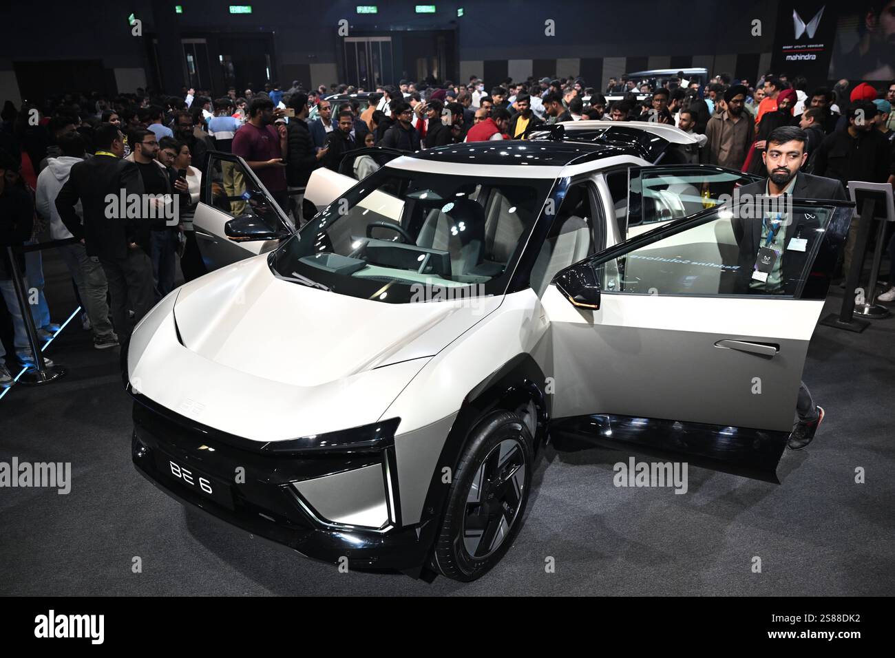Bharat Mobility Global Expo 2025, in New Delhi, India A Mahindra BE 6