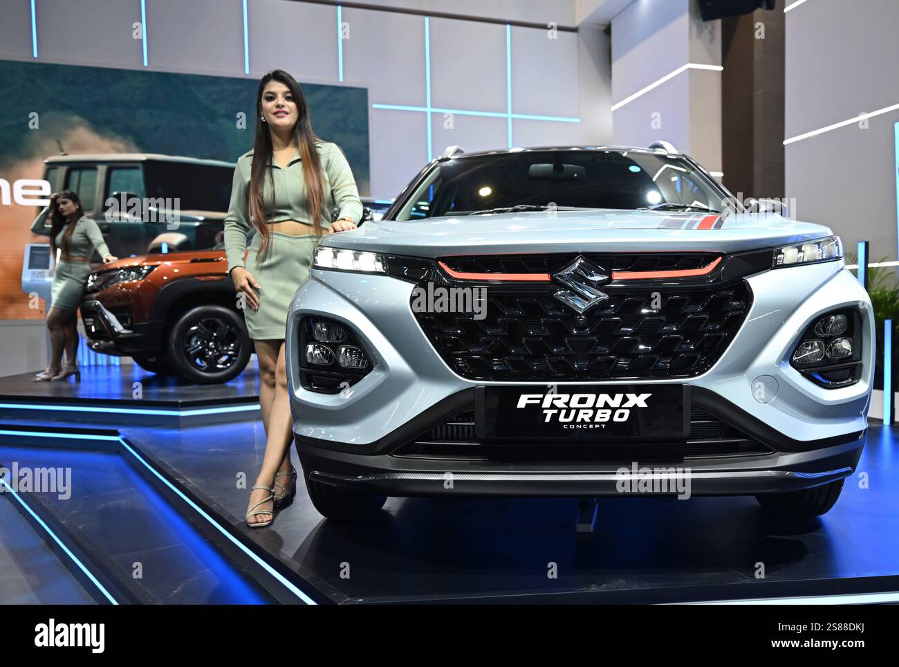Bharat Mobility Global Expo 2025, in New Delhi, India A model poses