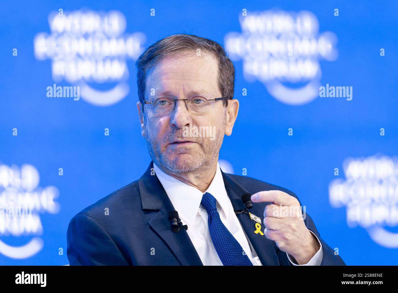 Isaac Herzog, President of Israel, speaks during a plenary session in