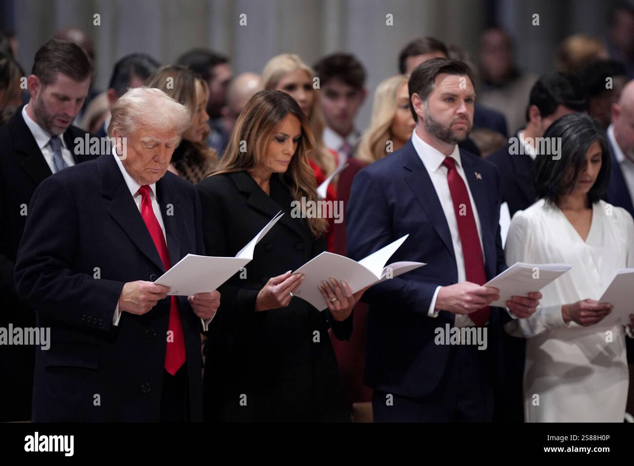 President Donald Trump, from left, first lady Melania Trump, Vice President JD Vance and his