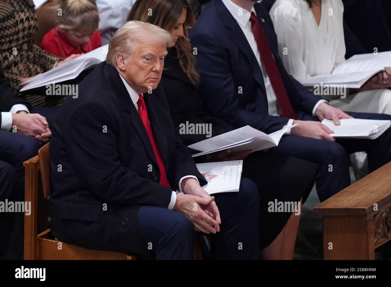 President Donald Trump attends the national prayer service at the Washington National Cathedral