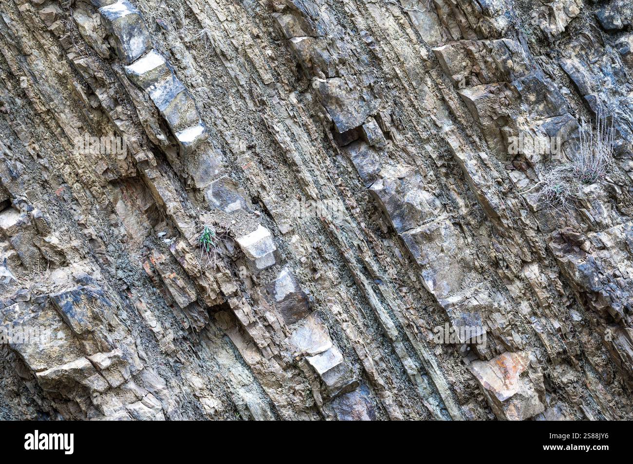 Rough texture background of a grey mountain wall in Albania Stock Photo