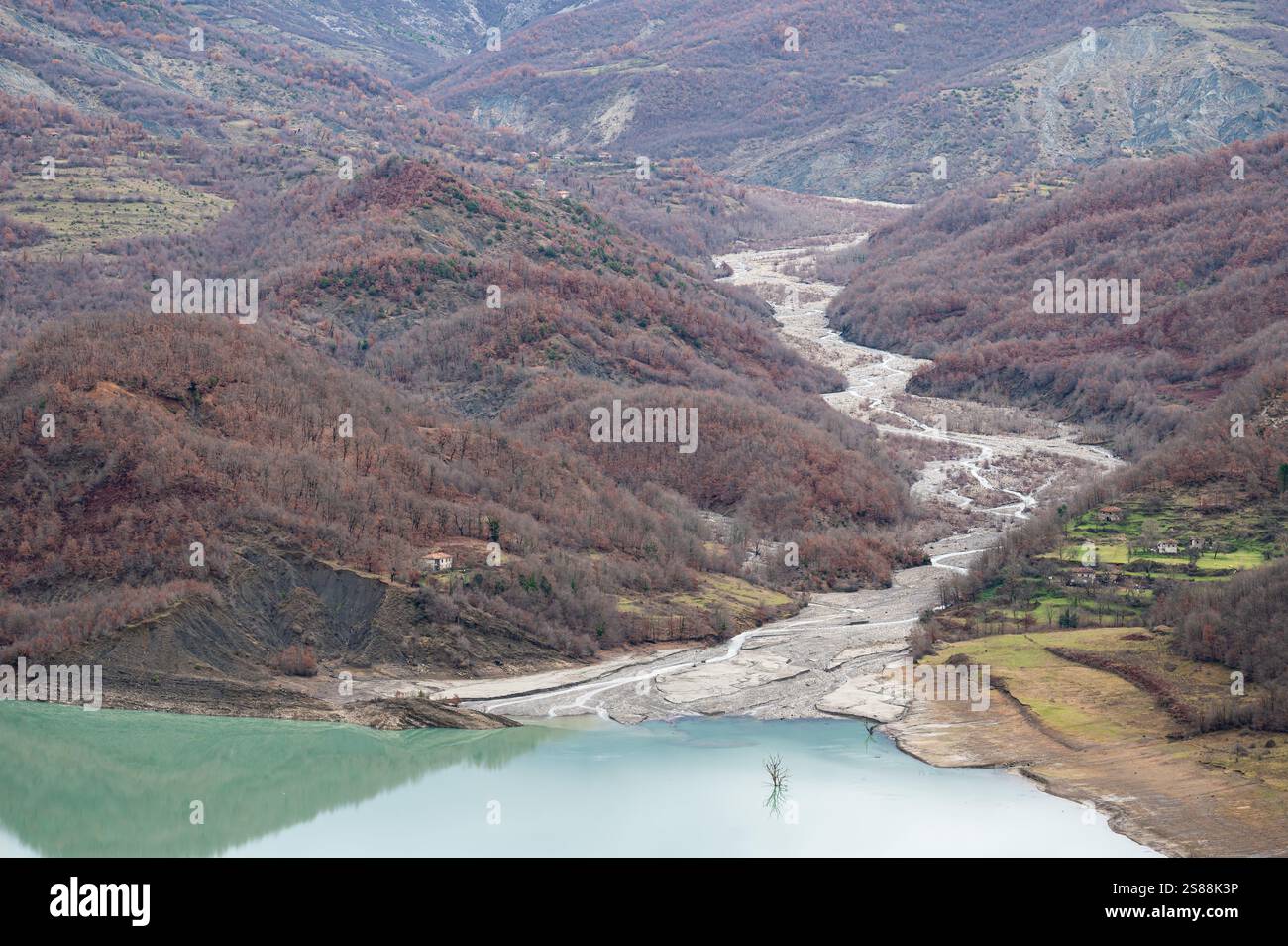 Erosion of a dried out river in the Gamti mountains, Albania Stock Photo