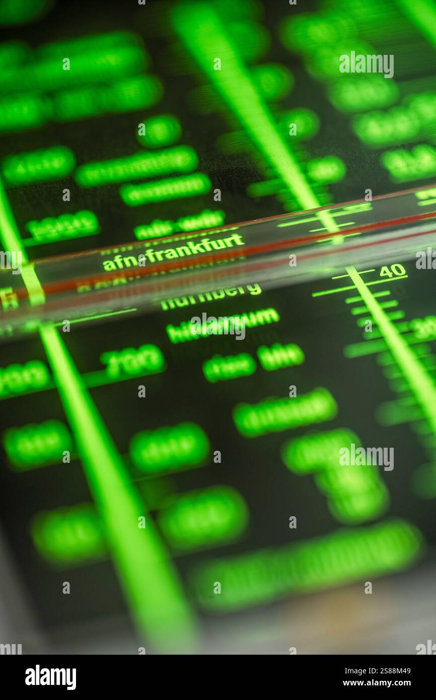 Station dial of an old receiver from the 70s with focus on the radio station AFN (American Forces Network) Stock Photo