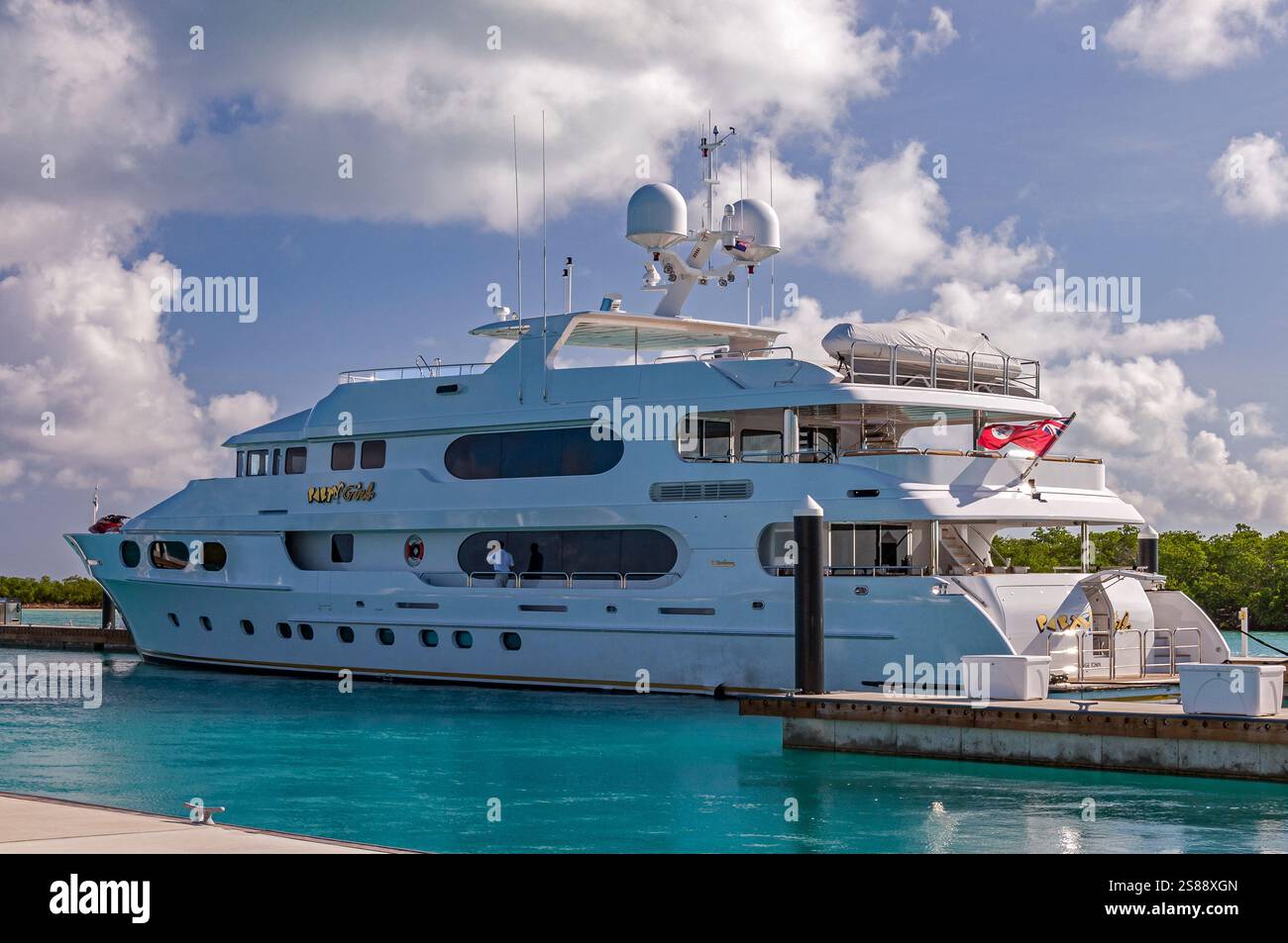 Turtle Cove pier and yatch marina. Turks & Caicos Islands at the Caribbean Sea Stock Photo
