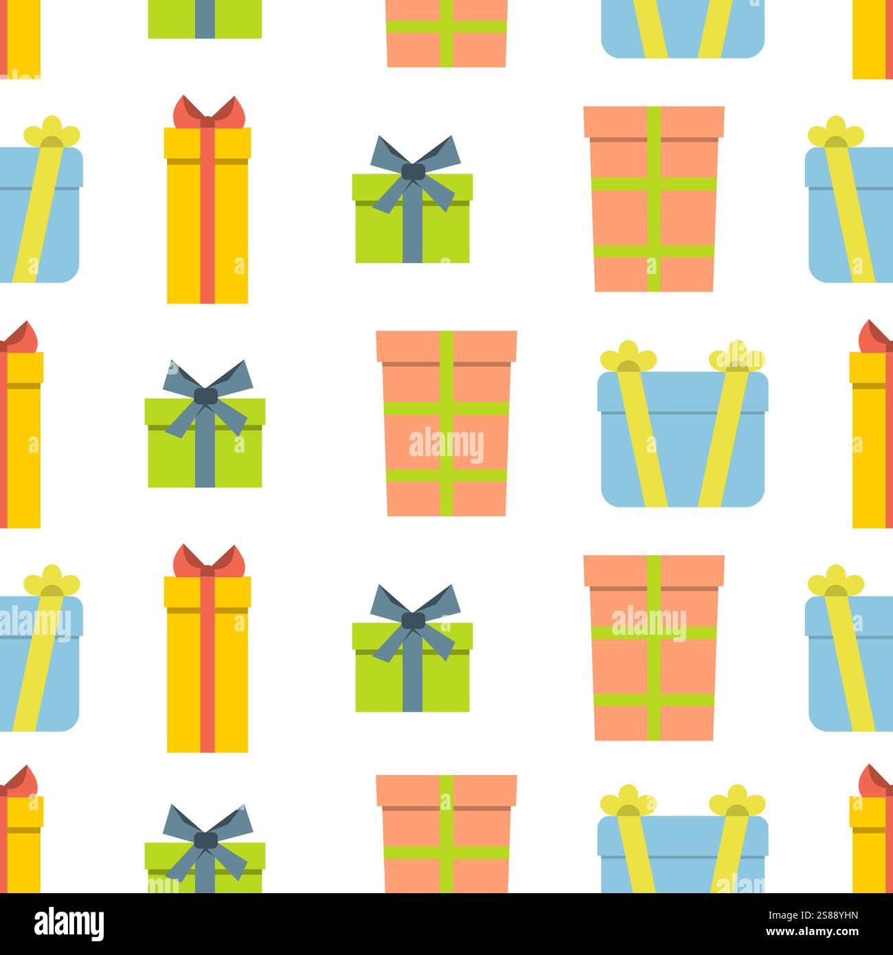 Christmas semless pattern with gift box on white background. Vector illustration Stock Vector