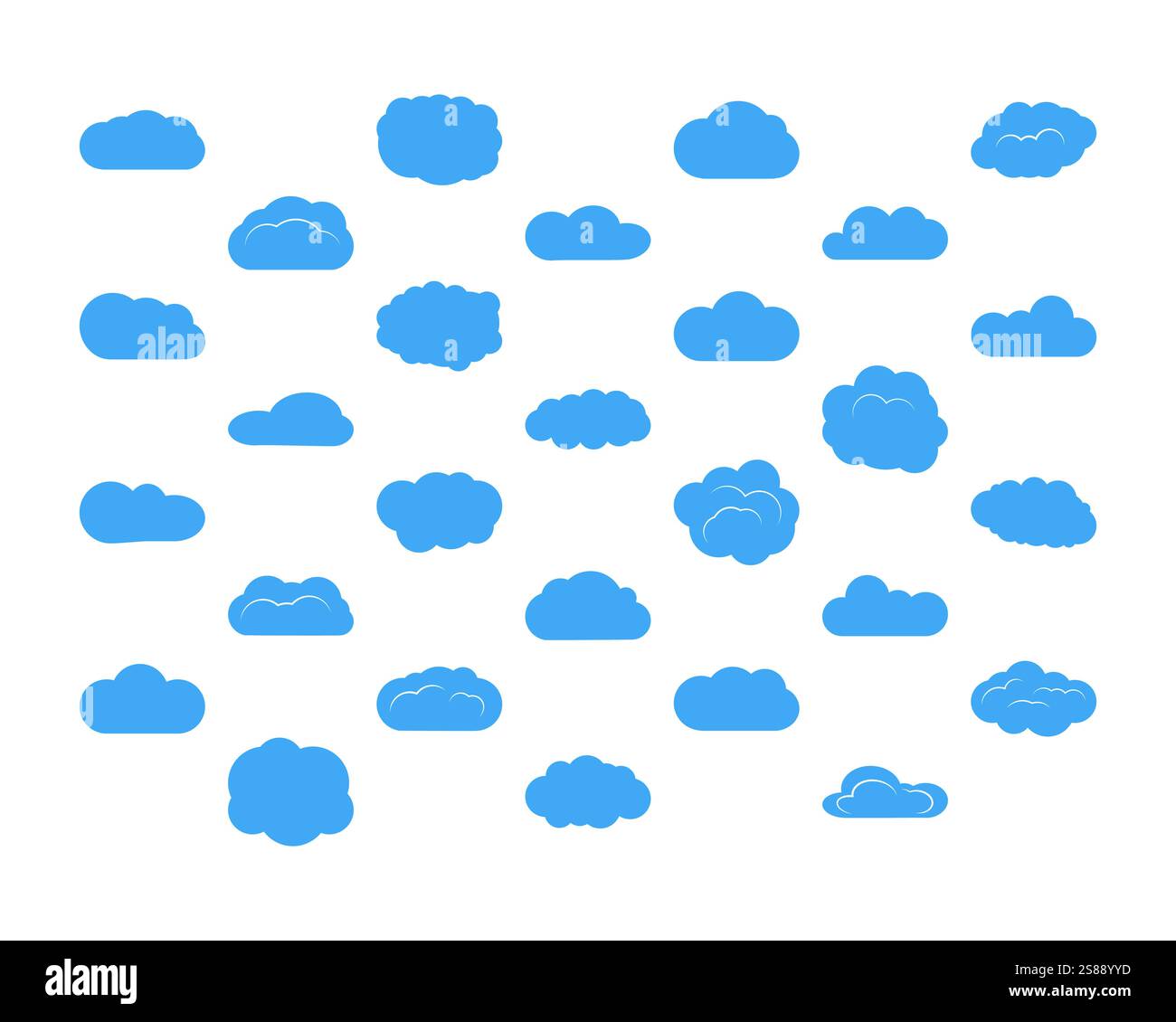 Set of twenty eight blue clouds. Vector illustration Stock Vector Image ...