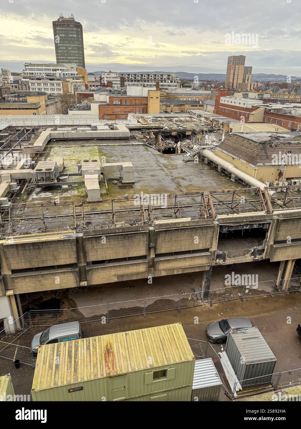 The former Debenhams department store in Cardiff, which closed in 2021, is currently undergoing demolition: Phillip Roberts - Smartphone Captured Stock Image