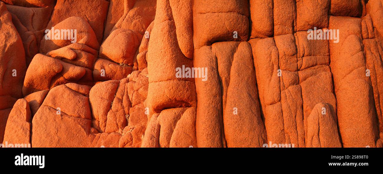 Orange red stone background. Tourist attraction - Red Rock of Arbatax ...