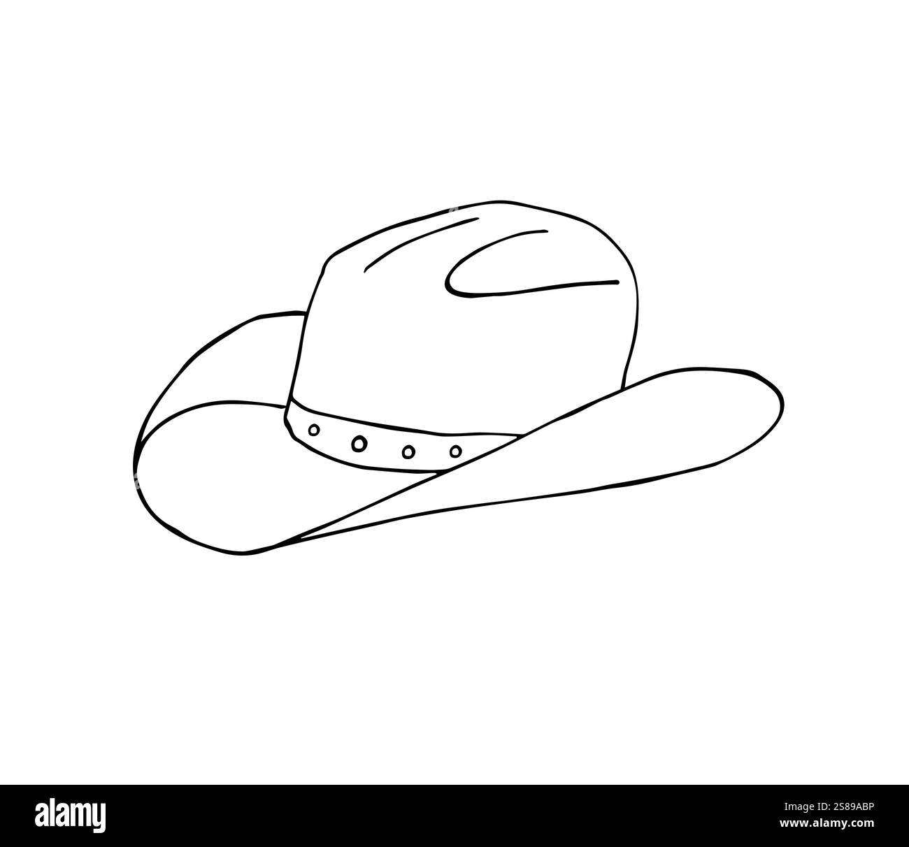 Vector hand drawn doodle sketch cowboy hat isolated on white background ...