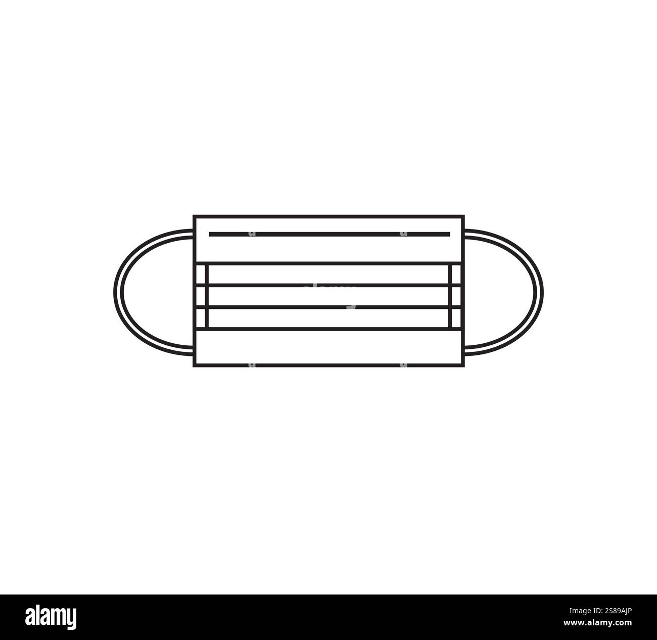 Masks Outline Vector flat black outline medical face mask isolated on white ...